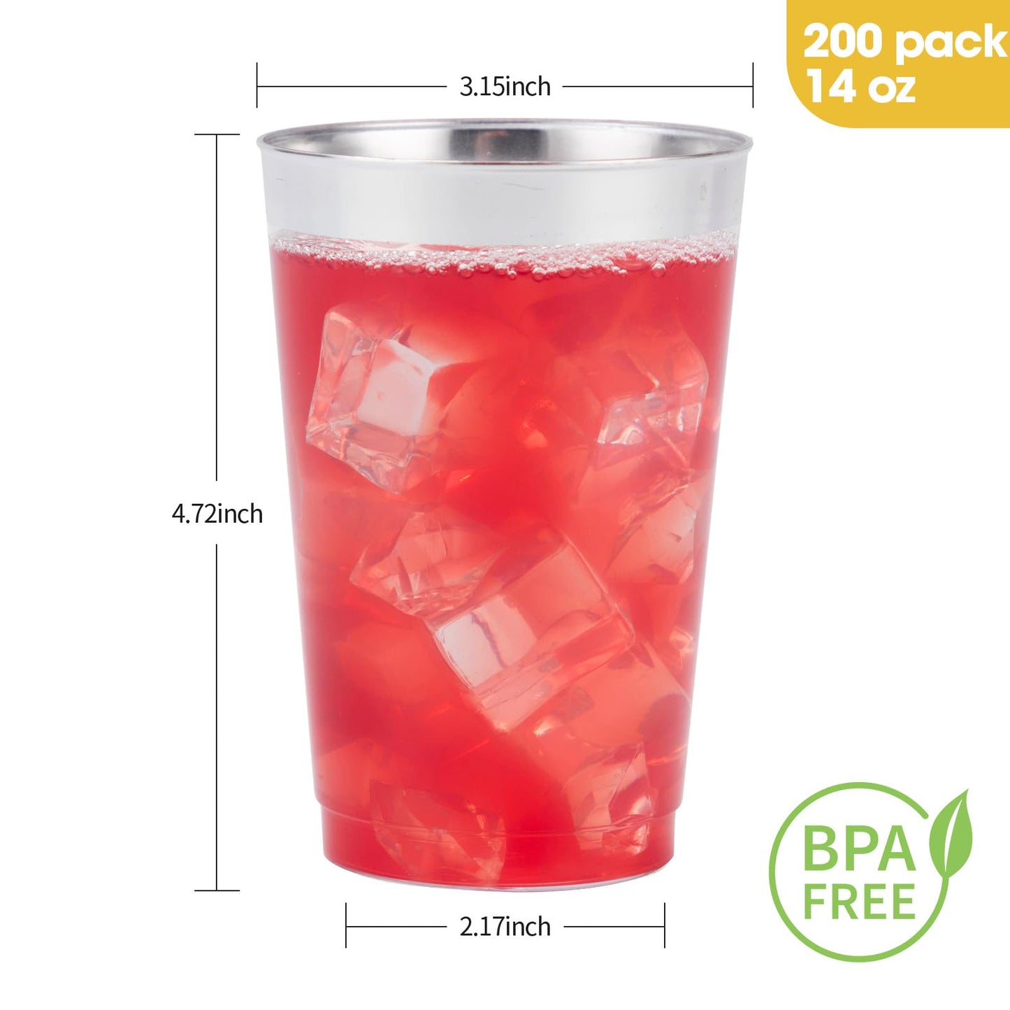Goodluck Disposable 14oz Silver Plastic Cups for Party
