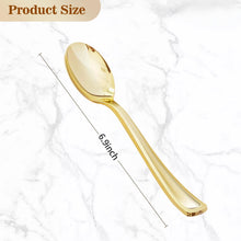 Goodluck 6.9 Inch Disposable Heavy Duty Gold Plastic Spoons for Catering, Parties, Dinners, Weddings