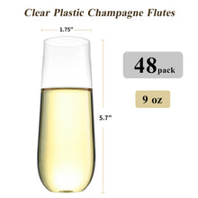 Goodluck 9 oz Disposable Stemless Clear  Plastic Champagne Flutes for Party, Graduation & Wedding