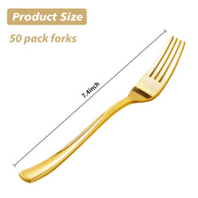 Goodluck 50 Pack Disposable Heavy Duty Gold Plastic Forks