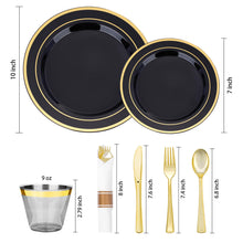 Goodluck 350-Piece Disposable Black Plastic Dinnerware Set for 50 Guests
