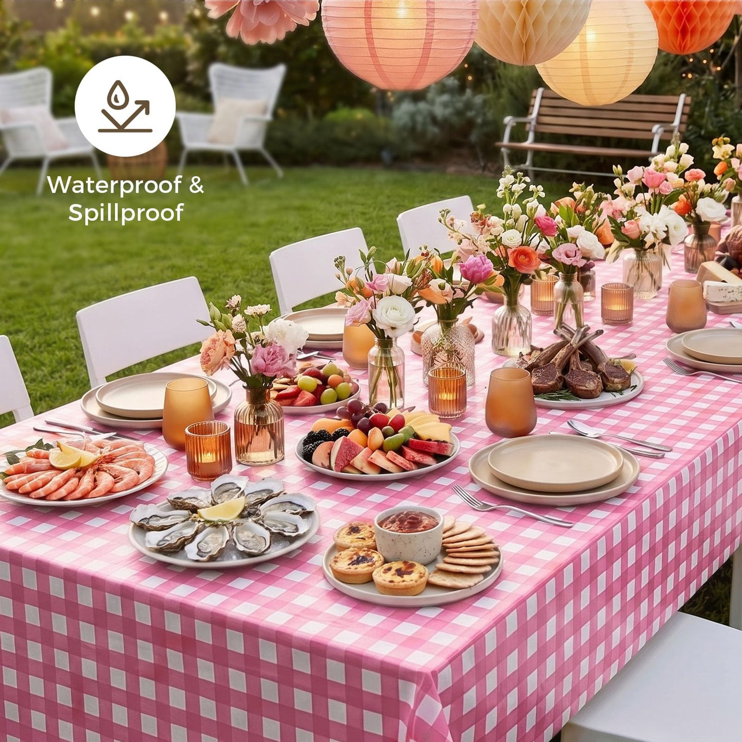 54 x 108 Inch Rectangle Disposable Plastic Tablecloth for Party, Picnic, and Barbecue