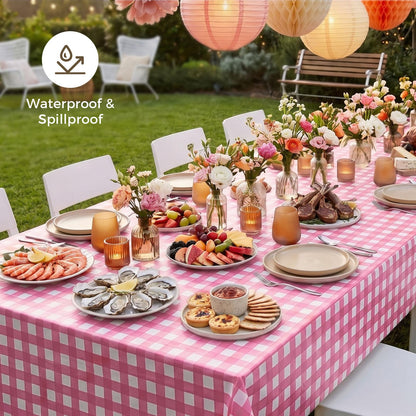 54 x 108 Inch Rectangle Disposable Plastic Tablecloth for Party, Picnic, and Barbecue