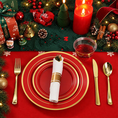 Elegant Dinnerware Set with Pre-Rolled Napkins