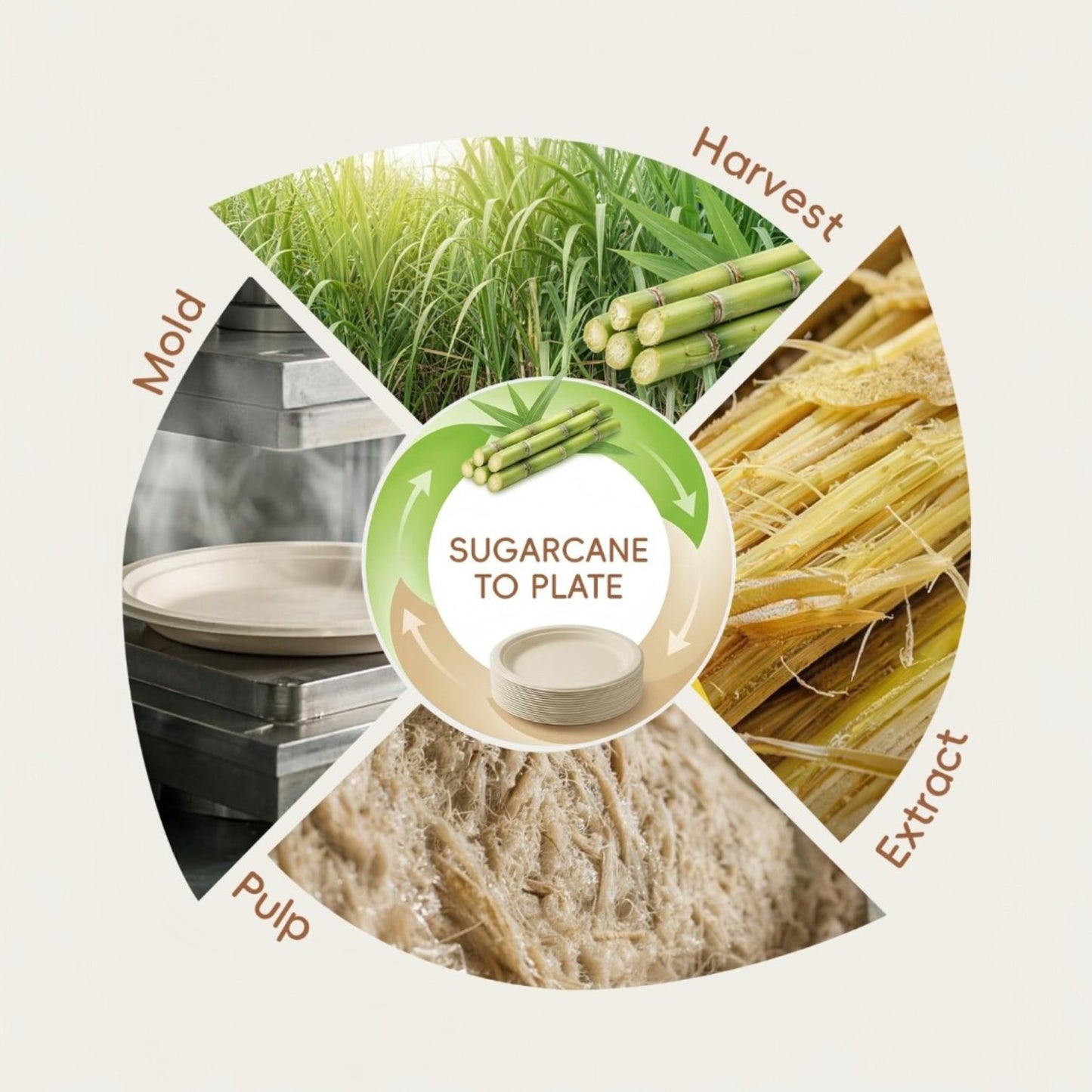White 100% FSC Certified Heavy Duty Sugarcane Bulk Compostable Eco-Friendly Disposable Plates