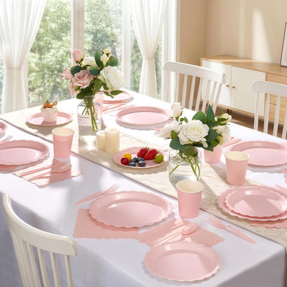 Fancy Disposable Paper Dinnerware Set for Birthday, Wedding, Bridal, and Baby Shower