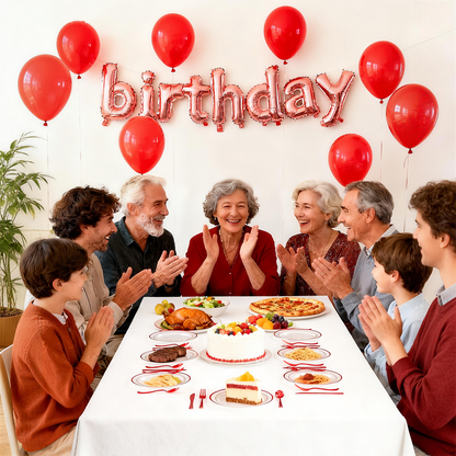 Goodluck 350 Piece Disposable Clear with Double Red Rim Plastic Dinnerware Set for Party, Christmas, Graduation, Wedding