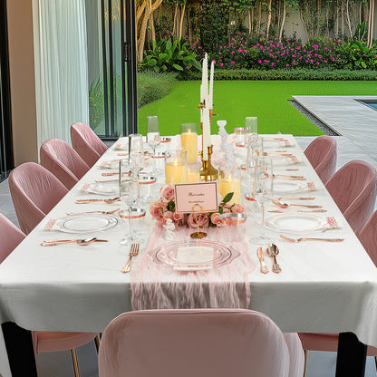 Goodluck 350 PCS Disposable Scallop Clear and Rose Gold Plastic Dinnerware Set for 50 Guests