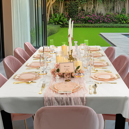 Goodluck 350 PCS Disposable Scallop Pink with Gold Rim Plastic Dinnerware Set