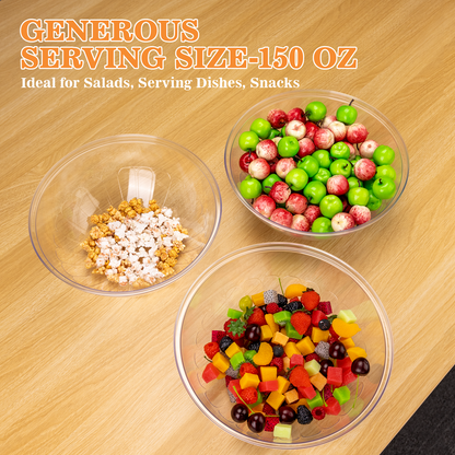 Goodluck 4 Pack 150 Ounce Disposable Clear Plastic Serving Bowls for Chips, Salad, Candy, Snacks
