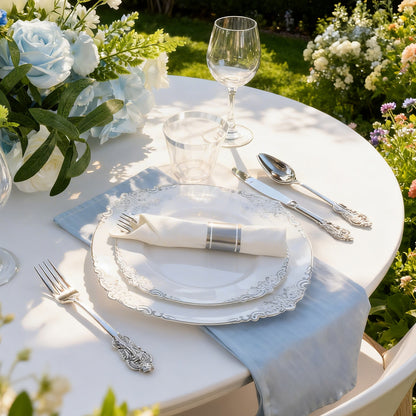 Make Parties Look Better with Disposable Retro Silver Plastic Dinnerware Sets