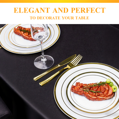 Goodluck 6 Pack Fabric Washable Decorative Black Round Polyester Table Cloths for Halloween, Parties, Weddings, Holiday, Events