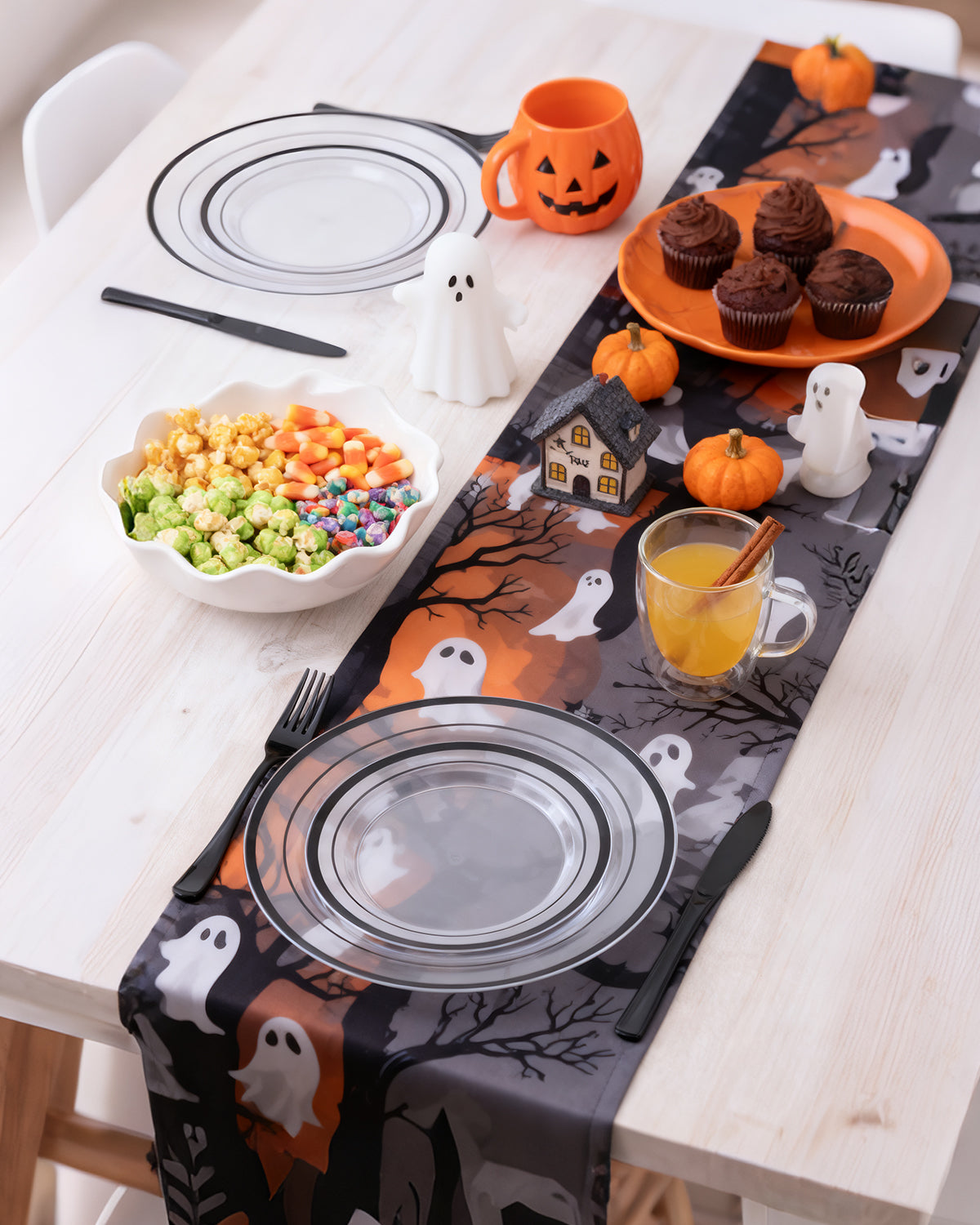 Goodluck Disposable Clear with Double Black Rim Plastic Dinnerware Sets for Party, Wedding, Graduation