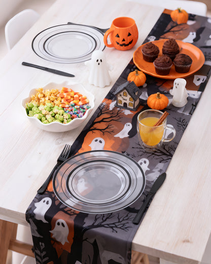 Goodluck Disposable Clear with Double Black Rim Plastic Dinnerware Sets for Party, Wedding, Graduation