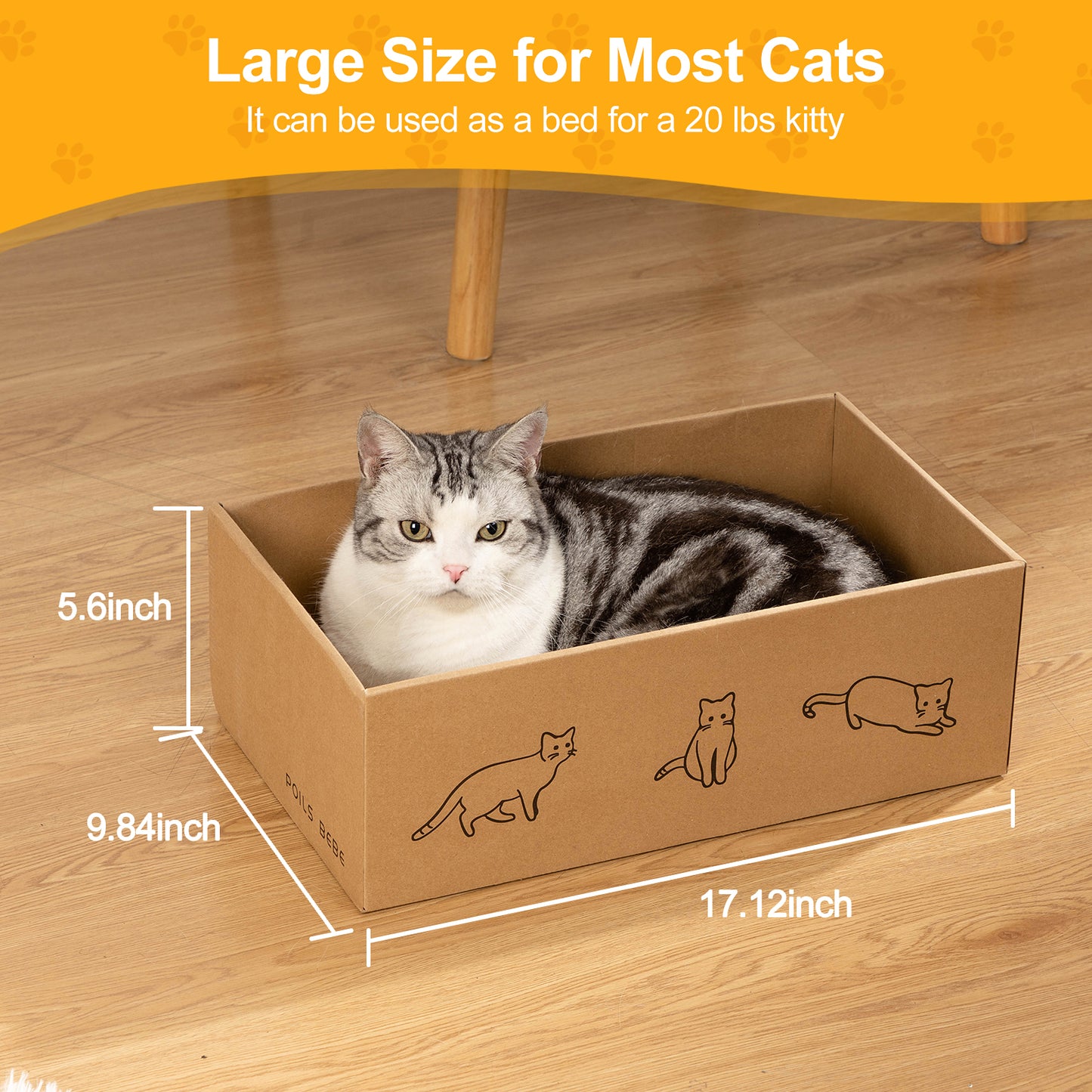 5 PCS Cat Scratcher with Box, Reversible Cat Scratchers for Indoor Cats, Cardboard Cat Scratcher with Catnip, 2 Curved and 3 Flat Boards for Scratching Bed