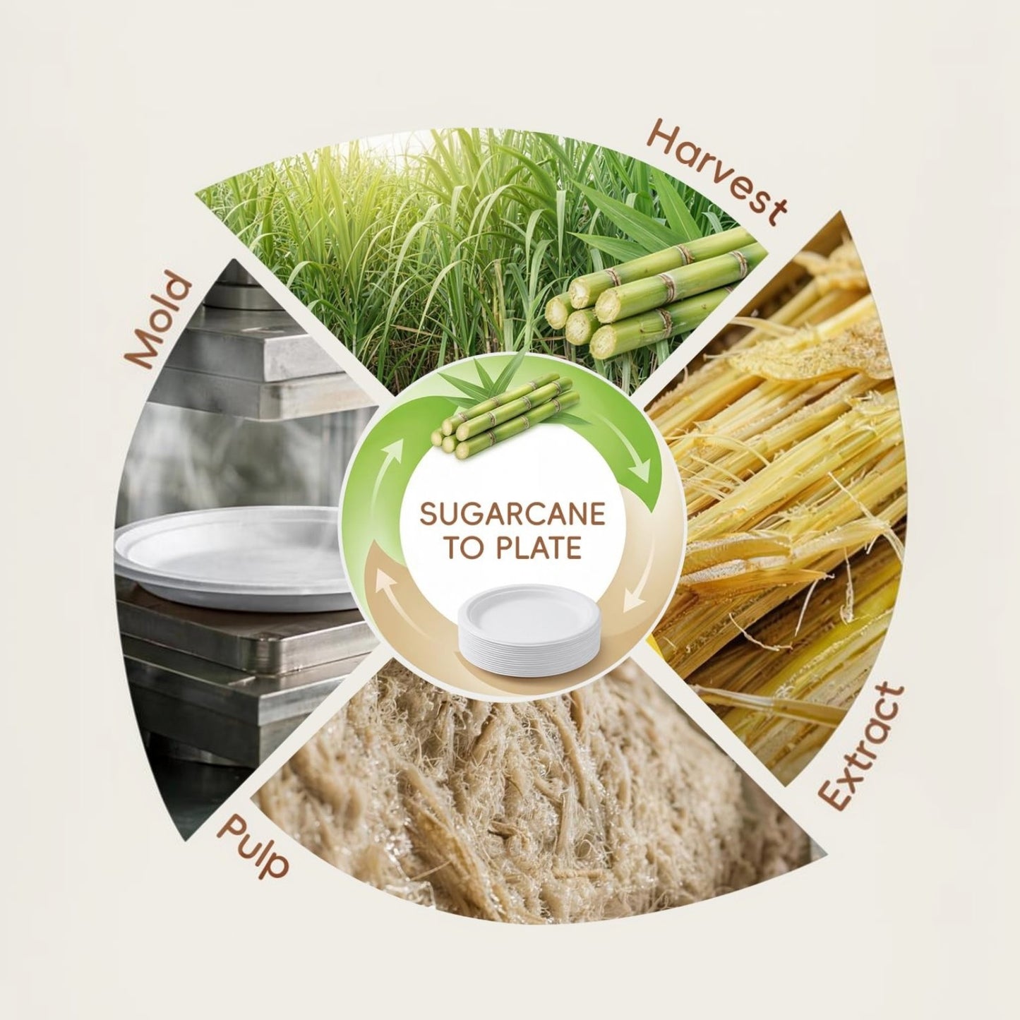 White 100% FSC Certified Heavy Duty Sugarcane Bulk Compostable Eco-Friendly Disposable Plates