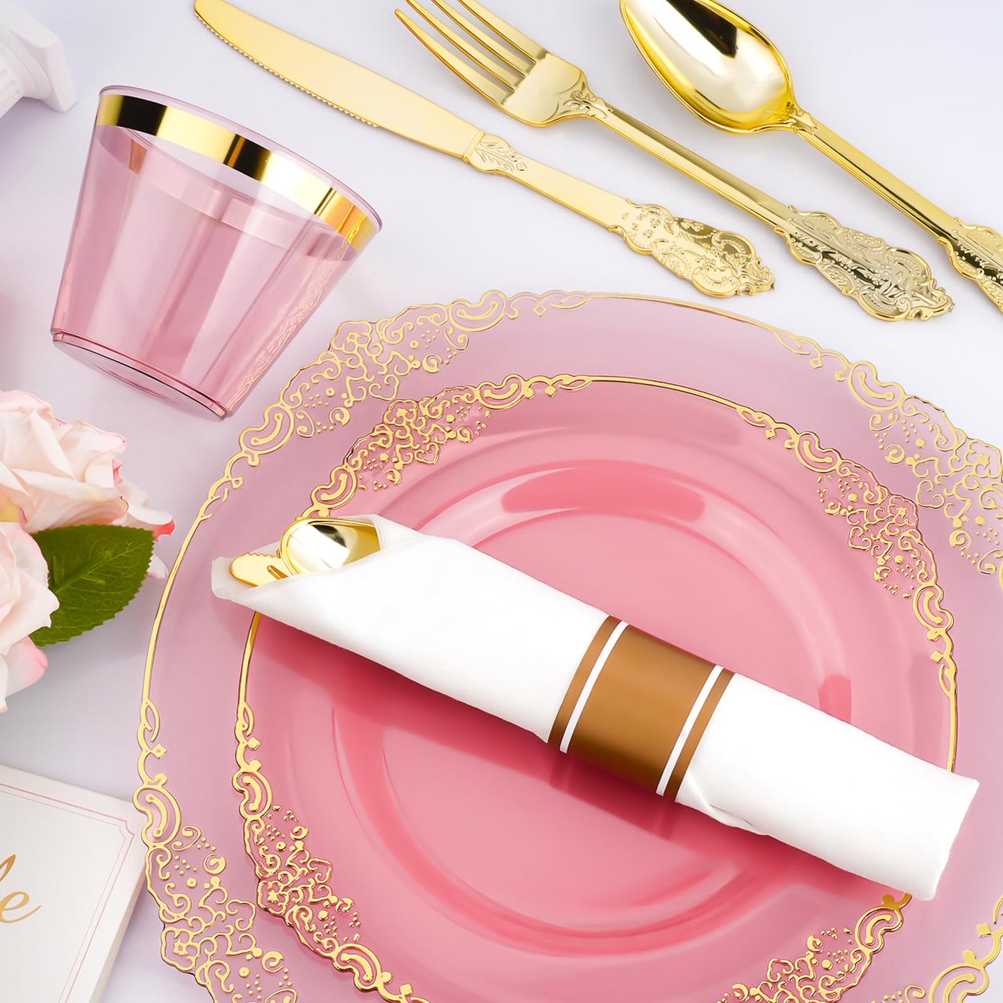 Luxury Disposable Dinnerware for Weddings & Parties,Stress-Free Celebration Party-Ready in Minutes