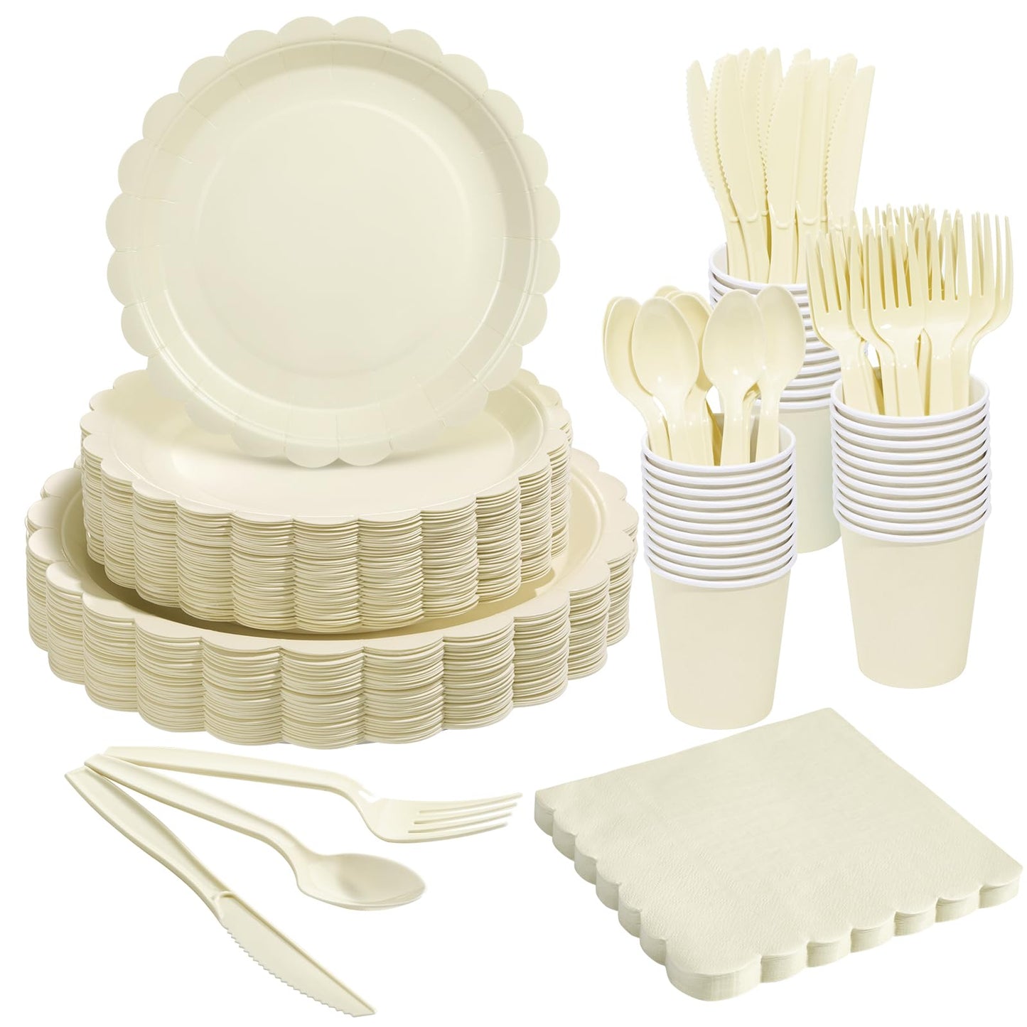 Fancy Disposable Paper Dinnerware Set for Birthday, Wedding, Bridal, and Baby Shower