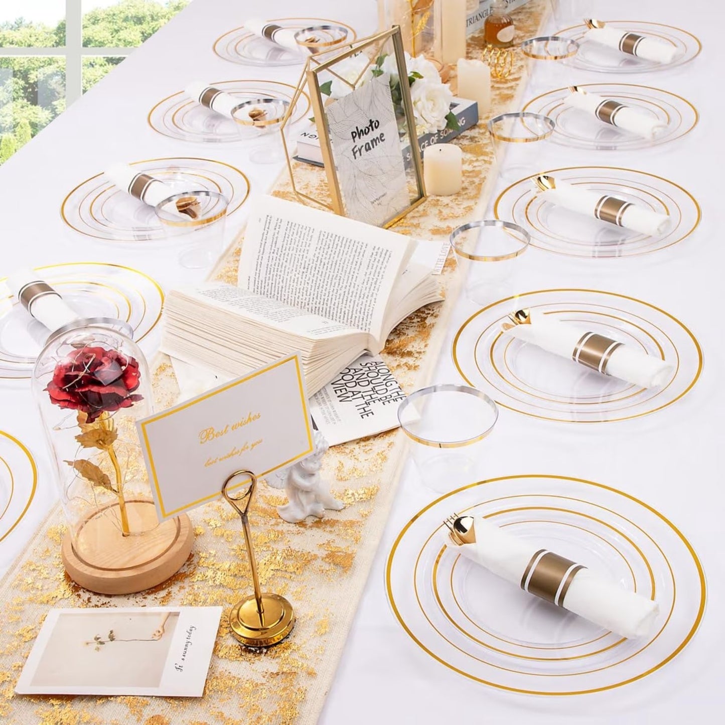 Elegant Parties Dinnerware Set with Napkins,Impress Your Guests