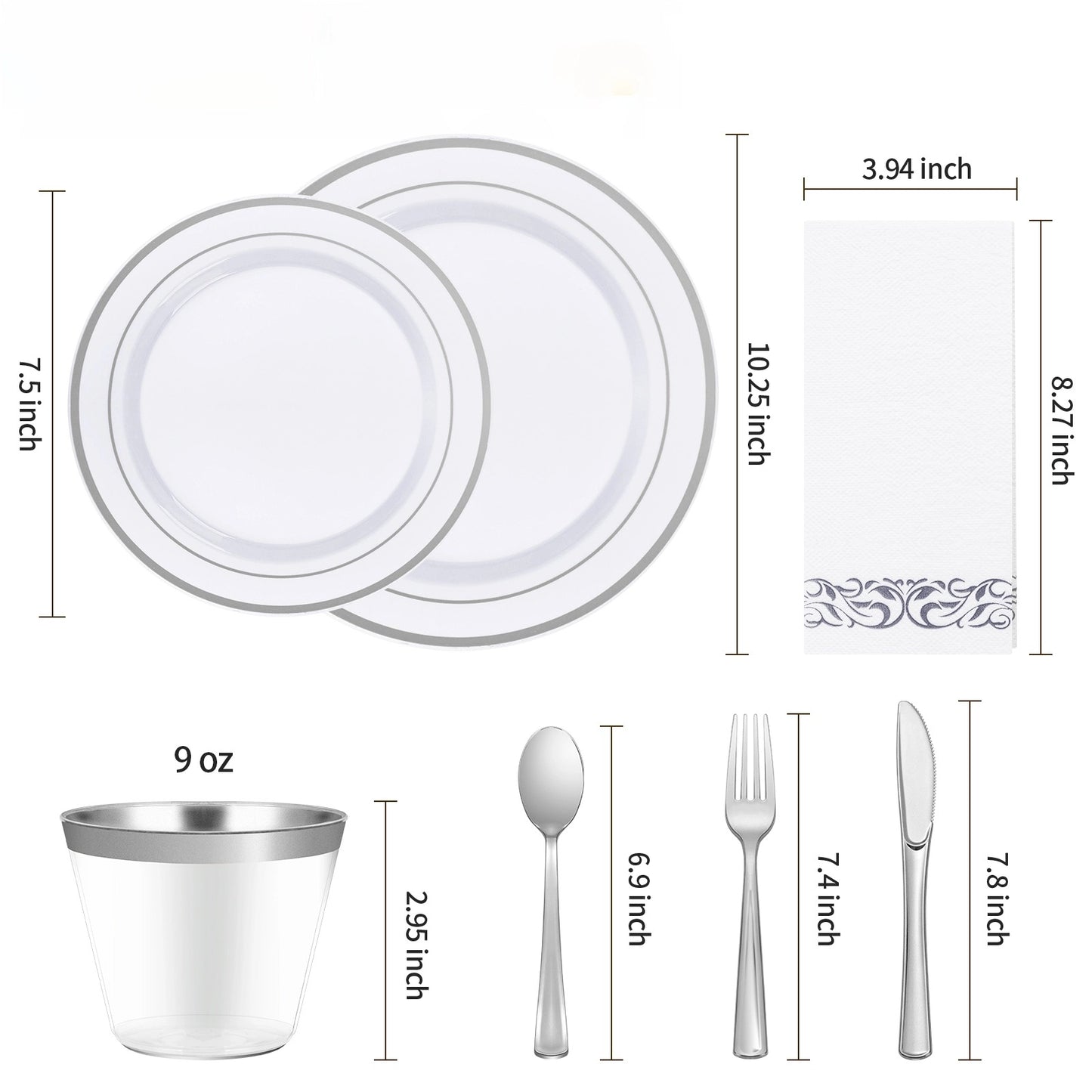 Goodluck Disposable Silver Plastic Dinnerware Set