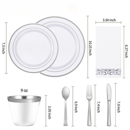 Goodluck Disposable Silver Plastic Dinnerware Set