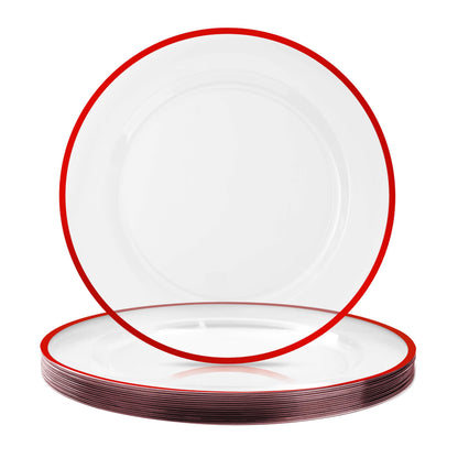 Goodluck 12 Inch Disposable Clear Plates with Gold Rim Decorated Charger Plates for Party, Wedding, Dinner