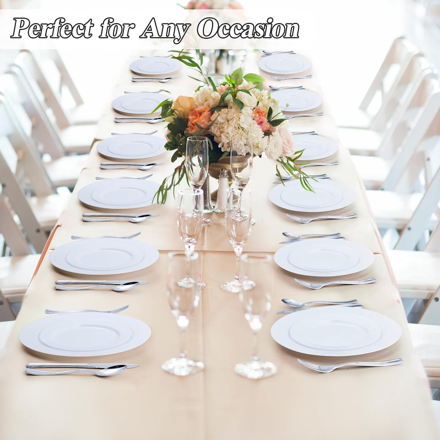 Goodluck White Plastic Plates Set for Parties