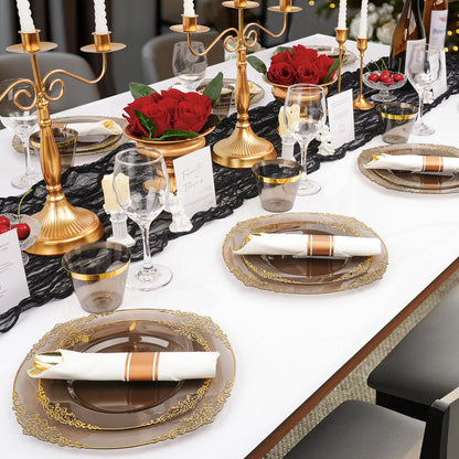Retro High-Heavy Durable Disposable Dinnerware Set for Wedding, Party, Graduation