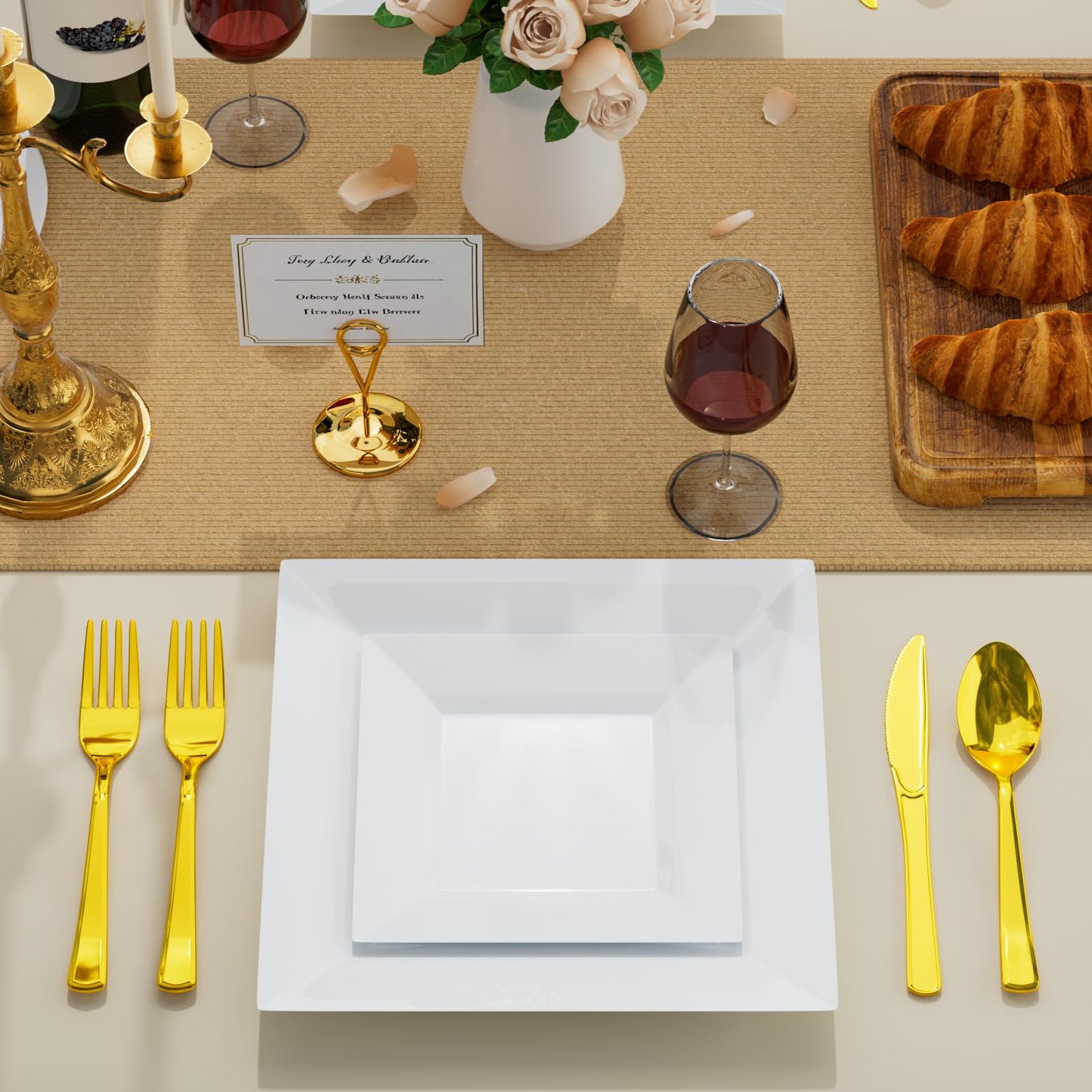 Goodluck 100 Pack Heavy Duty Square Plastic Plates