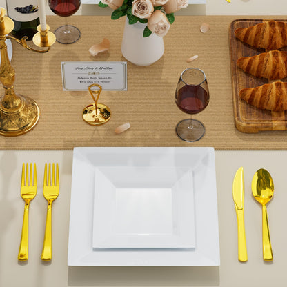 Goodluck 100 Pack Heavy Duty Square Plastic Plates