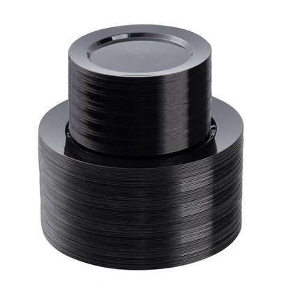 Goodluck Disposable Black Plastic Plates Set