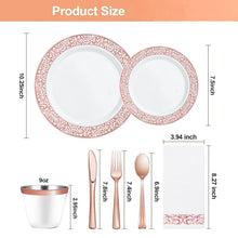 Goodluck Disposable Retro Relief Rose Gold Plastic Dinnerware Set
