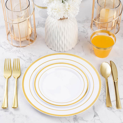 Goodluck 600-Piece Disposable Gold Dinnerware Set for 100 Guests