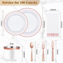 Goodluck 700-Piece Disposable Rose Gold Plastic Dinnerware Set for 100 Guests