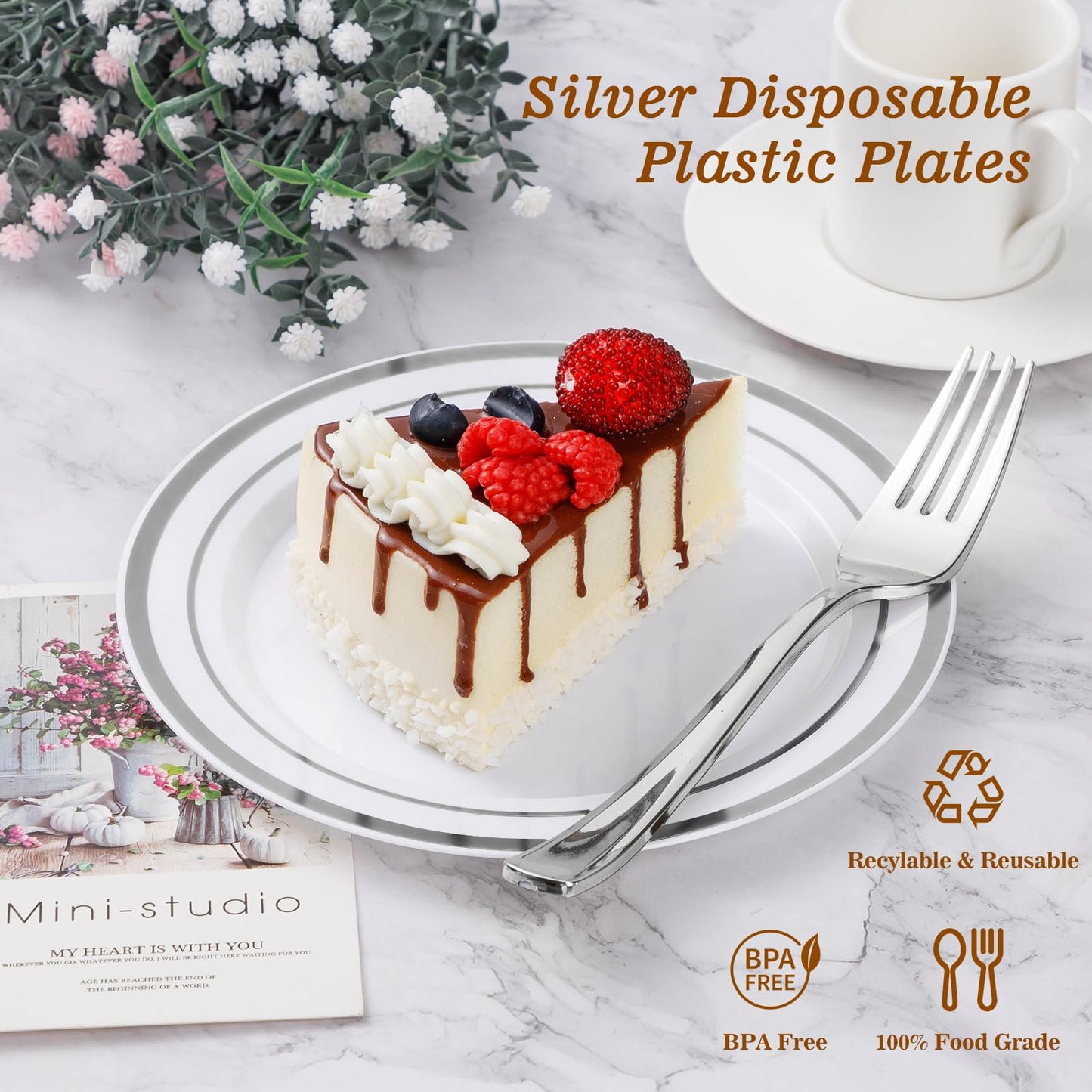 Goodluck 100PCS 10.25 Inch Disposable Silver Dinner Plate