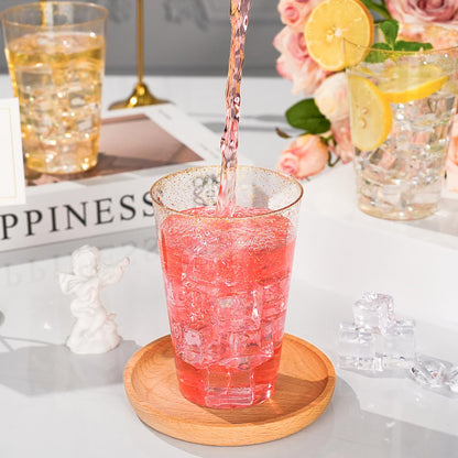Goodluck 14 oz Disposable Gold Glitter Plastic Cups