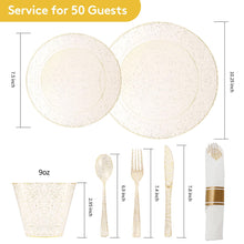 Goodluck 350 Piece Gold Glitter Plastic Dinnerware Set for 50 Guests