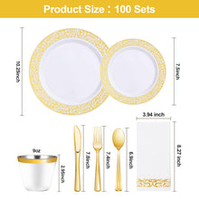 Goodluck 700PCS Disposable Gold Plastic Dinnerware Set for 100 Guests