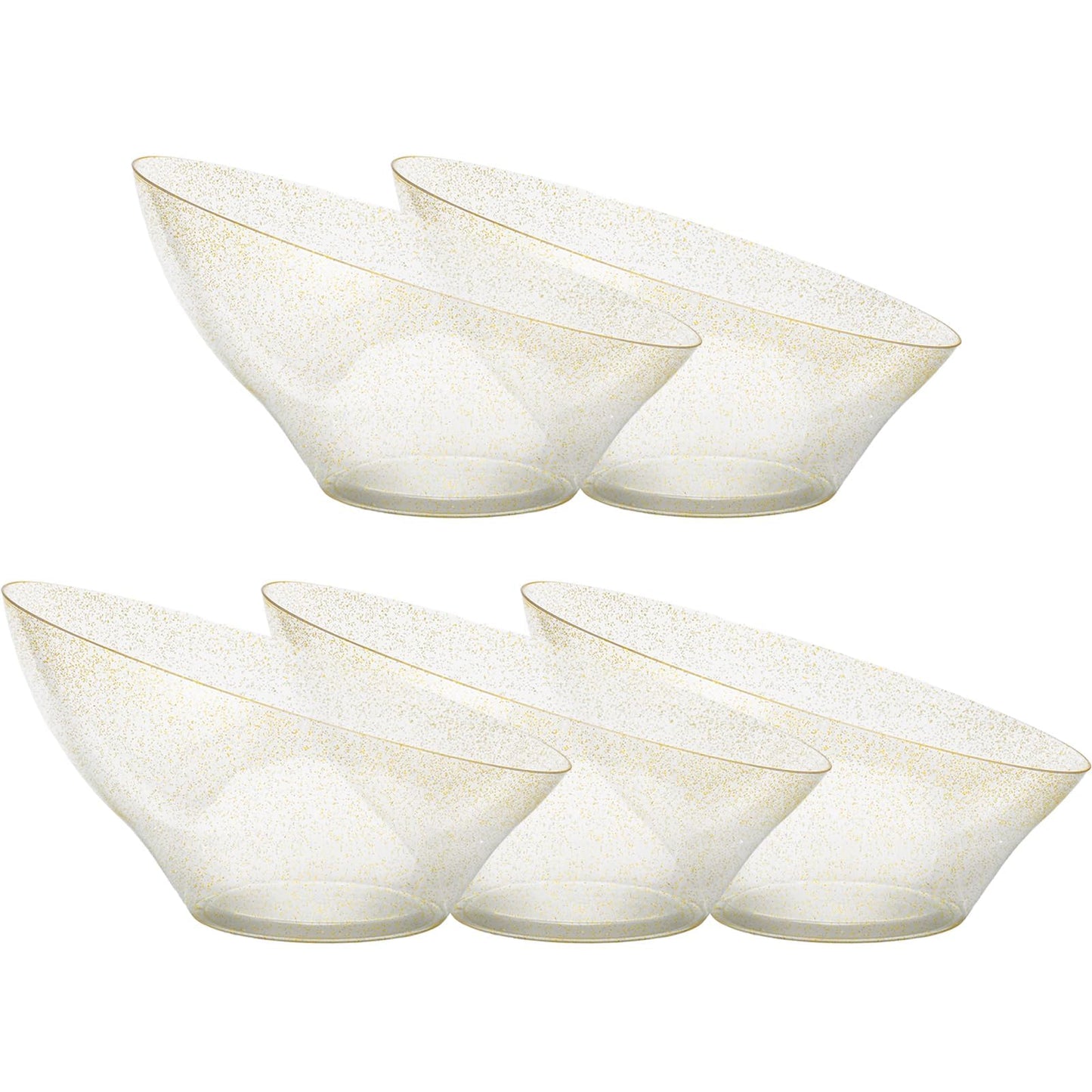 Disposable 20 OZ Angled Plastic Serving Bowls for Salad & Fruit