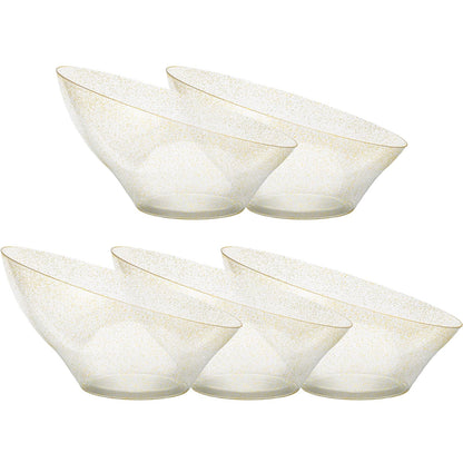 Disposable 20 OZ Angled Plastic Serving Bowls for Salad & Fruit