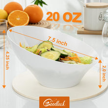 Goodluck Disposable 20 OZ Angled White Plastic Serving Bowls for Salad & Fruit