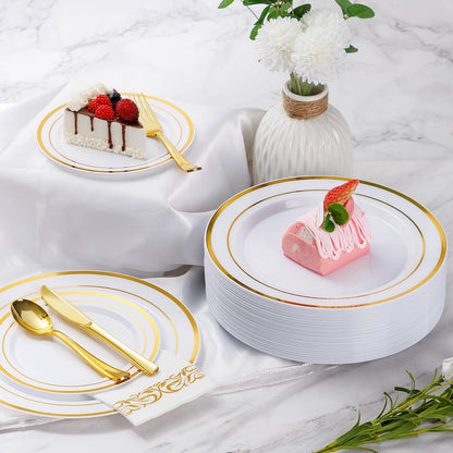 Goodluck 700 Piece Disposable Gold Dinnerware Set for 100 Guests