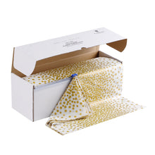 Goodluck 54 Inch X 300 Feet White Gold Dot Plastic Table Cloths with Cutter Box