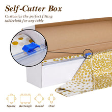 Goodluck 54 Inch X 300 Feet White Gold Dot Plastic Table Cloths with Cutter Box
