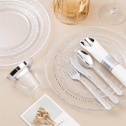 Goodluck 350PCS Disposable Clear Plastic Dinnerware Set for 50 Guests