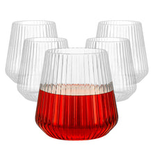 Goodluck 36 Pcs 12 oz Plastic Clear Ribbed Wine Glasses for Champagne and Whiskey