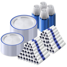 Goodluck Clear with Dark Blue Rim Plastic Dinnerware Set
