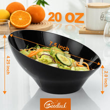 Goodluck 12 Pack Disposable 20 OZ Angled Black Plastic Serving Bowls for Salad & Fruit