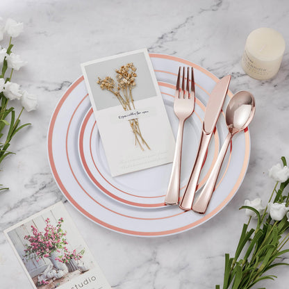 Goodluck Disposable Rose Gold Plastic Dinnerware Set