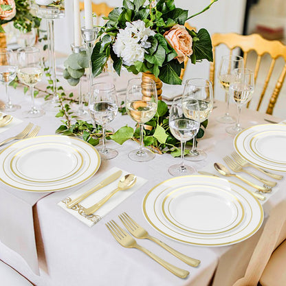 Goodluck 6.9 Inch Disposable Heavy Duty Gold Plastic Spoons for Catering, Parties, Dinners, Weddings